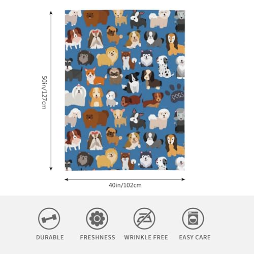 HGOD DESIGNS Dogs Throw Blanket Cute Dog and Puppy Set Soft Blankets and Throws 100x130cm Caring for Women Men - Image 2