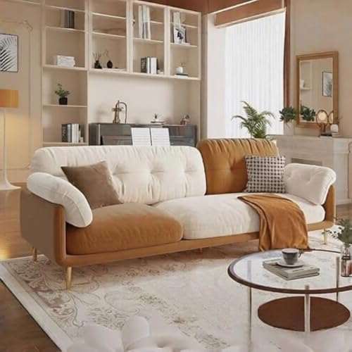 Image of A to Z Furniture Modern Sofa with Wooden leg's Luxury Sofa in for Home Living Room & Office (3 Seater Sofa Light Brown & Beige)