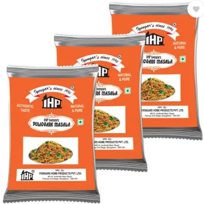 Image of IHP Iyengars Puliogare Masala - Authentic South Indian Tamarind Rice Mix - Pack of 3 (200g Each) - Quick & Easy - No Preservatives