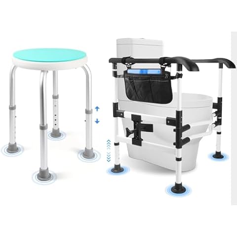 Boiarc Shower Stool for Inside Shower & Toilet Safety Rails for Seniors Cover