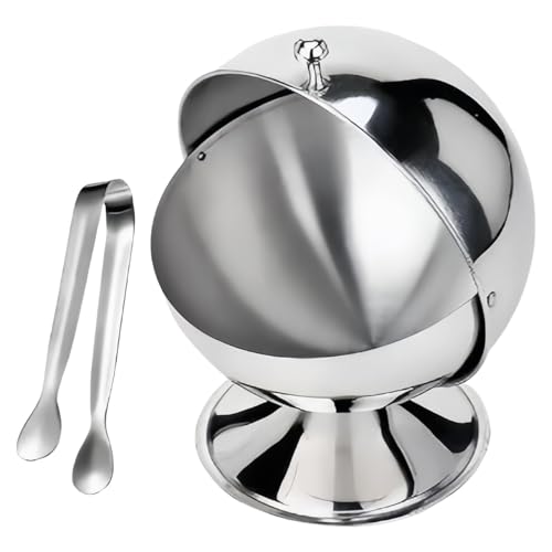 WNXGNHO Práctico soporte esférico para azúcar con clip de acero inoxidable, recipiente para servir aperitivos, tarro de especias a prueba de óxido, recipiente de azúcar con tapa enrollable