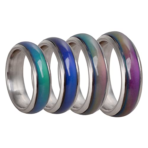 4 Pcs Mood Rings for Men and Women,6mm Color Changing Mood Ring Unisex Emotion Temperature Copper Color Change Ring for Girls Women