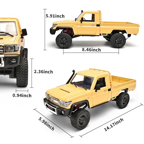 Image of RZAPE RC Rock Crawler 1 /12 RC Crawler Toyota LC79 Off Road RC Truck 4x4 with 2.4GHz Remote Control 280 Brushed Motor All Terrain Rremote Control Truck RTR Proportional Throttle Steering MN-82(Yellow)