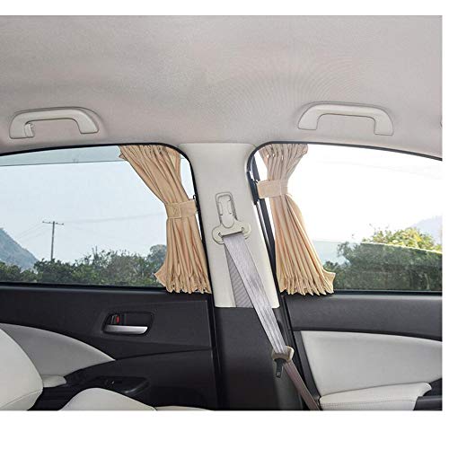 70S katoenen stof Autogordijn Zijruit Auto Zonnescherm Gordijn UV-beschermend blok Gordijn Zonneschermset - beige