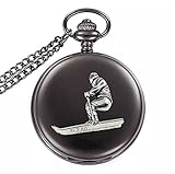 skierg trainingsplan Handgefertigt in Sheffield S16 Skifahrer poliert schwarz Fall Herren Geschenk Quarz Taschenuhr hergestellt in Sheffield
