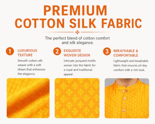 Image of LATEST CHIKAN Men's Silk Chikankari Kurta with Cream Churidar | Festive Set - KP Silk BANARSI