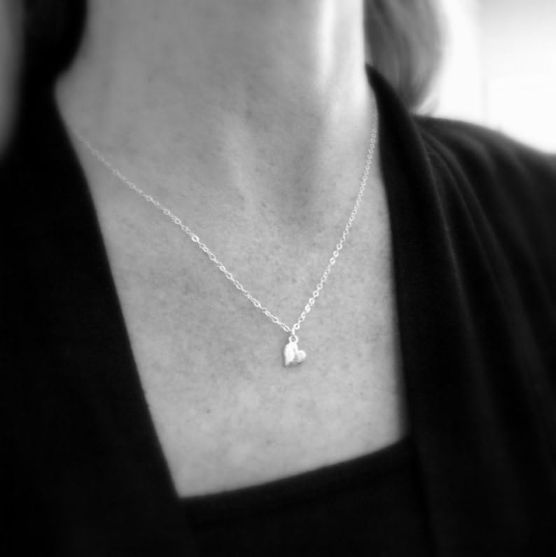 Cadeau simple et romantique : collier cœur en argent 925 avec chaîne 45 cm