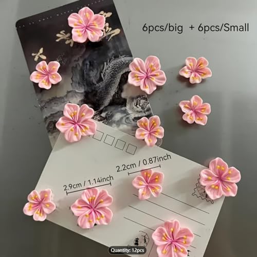 12 imanes magnéticos 3D flor de durazno para nevera miniatura 2