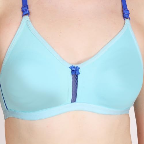 Image of Women Non Padded Bra - Made of Pure Cotton Full Coverage Non Wired Seamless Pushup Soft Cup for T-Shirt Saree Dress Sports Garment for Daily Use Everyday
