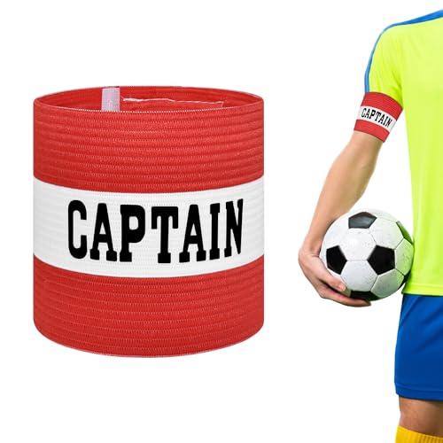 Milec Brazalete de capitán unisex para fútbol, adulto y junior de fútbol elástico Capitán brazaletes de equipo deportivo - rojo, talla única