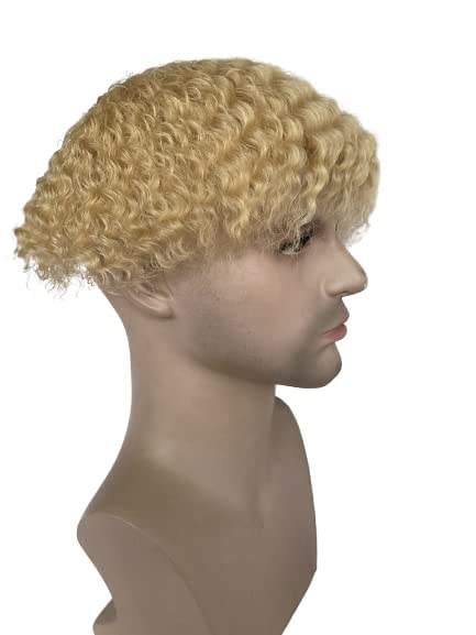 Miniatura 3 de Voloria 10 x 8 pulgadas, encaje completo de ondas africanas, postizo afro rizado negro para hombre, sistema de reemplazo de cabello humano brasileño