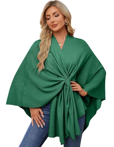 PULI Women's Elegant Shawl Wraps Soft Open Front Poncho Sweater