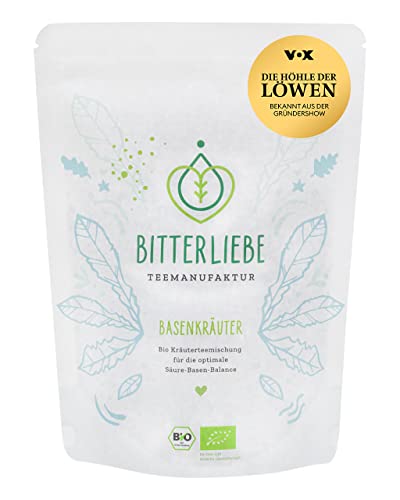 BitterLiebe® Teemanufaktur Basenkräuter Bio Basentee Kräutertee lose 100g Tee mit Bitterstoffen I Brennnessel, Schafgarbe uvm. I ca. 70 Tassen I tee lose (100g) Cover