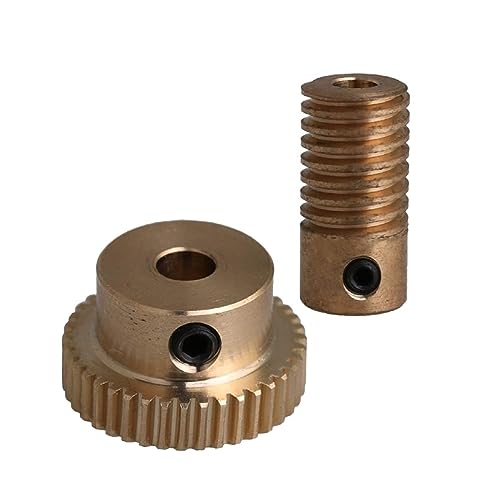 Bevel Gear Pinion Hardware Mechanical 0.5 Modulus 40 Teeth Brass Worm Gear Wheel 5mm Hole Dia Worm Gear Shaft Kits 1:40 Reduction Ratio with Screw