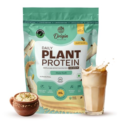 Image of Origin Nutrition Plant Based Protein Powder | 100% Vegan Dairy Free Supplement | Kulfi Flavour with 25g Protein Per Serving | Muscle Recovery & High Protein Fitness Nutrition Drink (20 Servings)