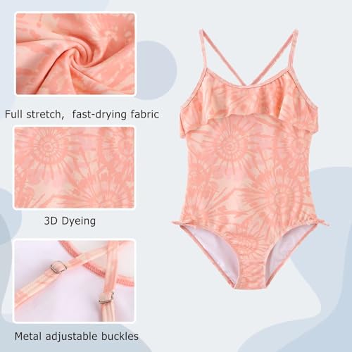 Image of Girls One Piece Swimsuits Ruffle Bathing Suit Kids Hawaiian Floral Swimwear 3-16 Years