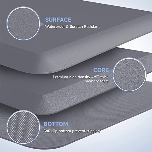 Image of StepRite 4 /5 Inch Thick Kitchen Mat Anti Fatigue Mat Kitchen Rugs Kitchen Decor Non-Slip, Stain & Water Resistant, Kitchen Mats Desk Mat for Kitchen, Office, Workshop, Grey, 17'' x 39''