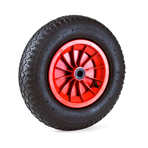 Grafner Schubkarrenrad luftbereift, 4.80/4.00-8 Ø 380mm, Kunststoff-Felge, 120 kg Traglast, Schubkarren Ersatzrad Luft Rad Reifen