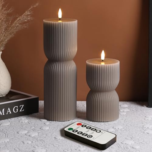 Velas acanaladas sin llama de cera auténtica Eywamag con diseño elegante y LED
