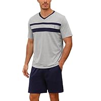 Nieery Pyjama Court Homme avec col en V Ensemble Comprenant Un Pyjama à Manches Courtes avec col en V et Un Shorty Shorty avec Poche, idéal pour la Nuit Pyjama drôle avec Poche pour Homme