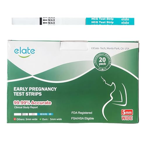 Image of Elate Pregnancy Test Strips 20 Count, Early Detection HCG Test, High Sensitivity, 99.99% Accurate Results, Easy to Use Home Pregnancy Test