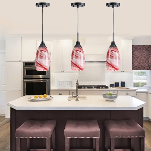 Image of Viinew Mini Glass Pendant Light,Burgundy Marble Glass Hanging Light