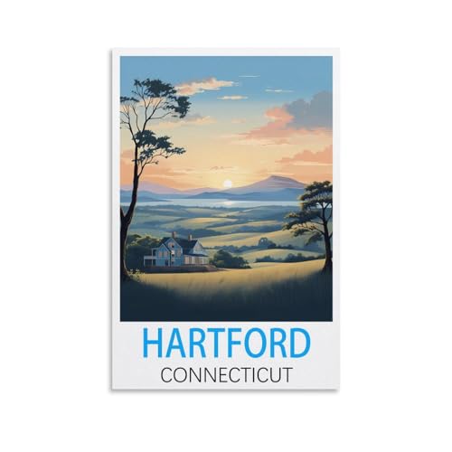 Poster voyage Hartford Connecticut grande toile vintage pour habiller un mur vide