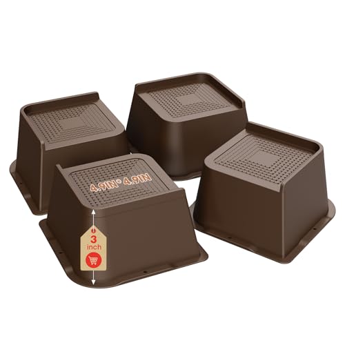 Elevador de muebles de 7 cm y soporte resistente para camas y sofás en color marrón 2