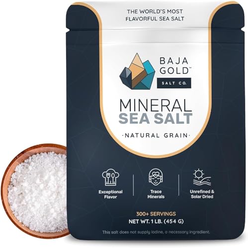 Baja Gold Mineral Sea Salt -Natural Grain Salt for Cooking & Baking | Authentic Baja Salt | Ideal for All Culinary Creations | 454 g. Resealable Bag, 300+ Servings