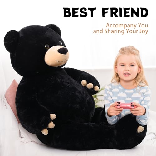 MorisMos XXL Ours en Peluche Geant 150cm, Noir Nounours Géant Kawaii Peluche Géante avec Empreinte de Patte 1.5m Ours Peluche GrosseTeddy Bear Grand Cadeau pour Enfant Anniversaire Deco – Image 6