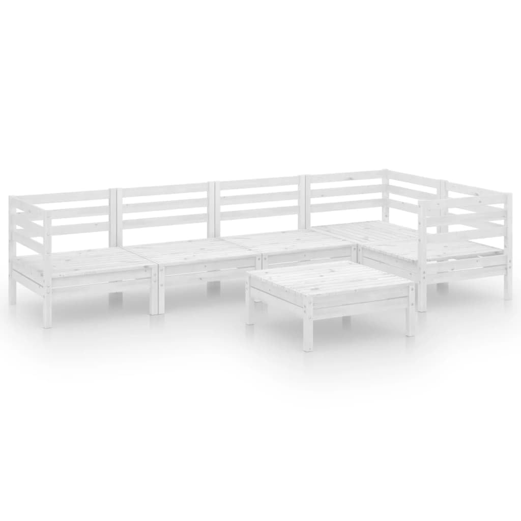 Ensemble de meubles de jardin, 6 pièces, en pin massif, blanc, pour jardin, terrasse, extérieur, balcon