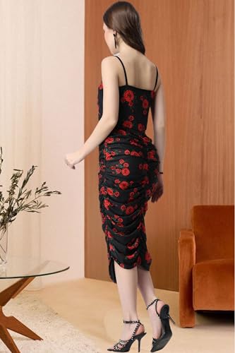 Image of POPWINGS Casual Floral Printed Maxi Length Fit & Flare Dress for Women || Summer Dress for Women || Flare Maxi Dress for Women Stylish || Sleeveless Dress for Women