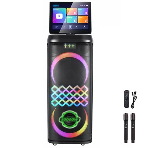 Reproductor de karaoke con control remoto y 2 micrófonos, luces LED ajustables, conmutación multimodo para una experiencia de karaoke inmersiva