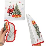 UPKOCH Weihnachts-Ofenhandschuhe und Topflappen-Set, Weihnachten, Küchentücher, lustige...