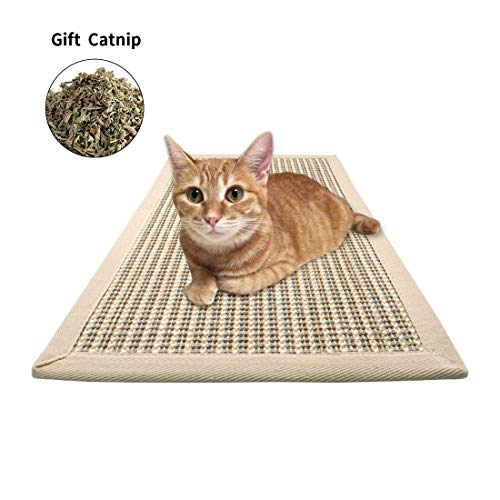 FUKUMARU Cat Scratcher Mat,Natural Sisal Rope Cat Scratching Carpet Pad,Floor Scratching Rug(Cream)