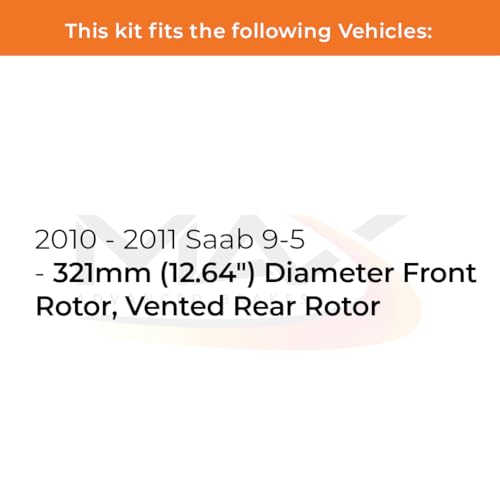Image of Max Advanced Brakes Front & Rear Brake Kit Compatible With 2010 2011 Saab 9-5 w /12.64 inch Dia Front Vented Rear Rotor Replacement Drilled Slotted Black Coated Disc Brake Rotors and Ceramic Brake Pads