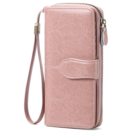 Portafoglio Donna Grande Capacità Portamonete Lungo Cerniera con Bloccaggio RFID Porta Carte con 21 scomparti le carte di credito Borsellino