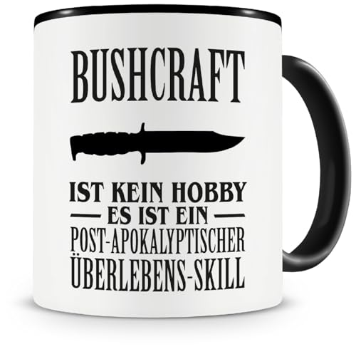 Samunshi® Bushcraft ist kein Hobby Tasse Kaffeetasse Teetasse Kaffeepott Kaffeebecher Becher 300ml schwarz