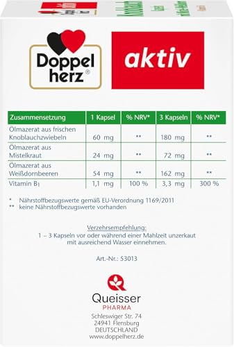Doppelherz Knoblauch Kapseln – mit Mistel + Weißdorn + Vitamin B1 – 270 Kapseln