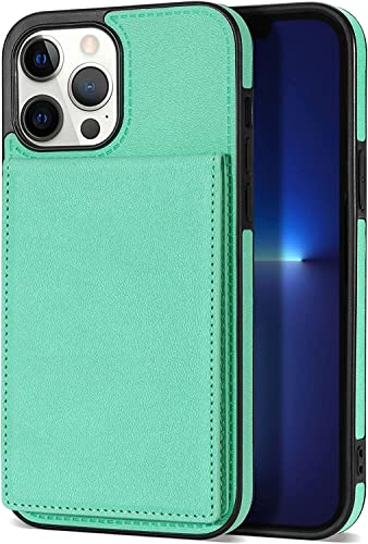 Étui en cuir de qualité supérieure pour iPhone 14 Pro vert et fin