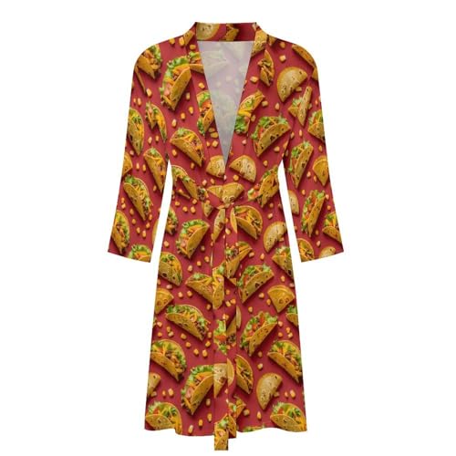 Tacos-Mexican Food Funny Men's Robe Soft Lightweight Bathrobe Long-sleeve Spa Robes4