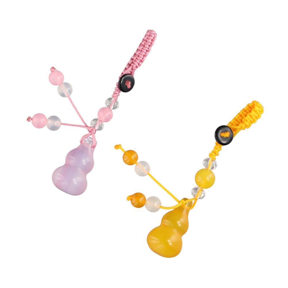 Kopida 2 Pcs Feng Shui Gourd Keychain Pendants Chinese Agate Gourd Wu Lou Keyring Charms Bag Accessories for Good Luck Health Longevity Success