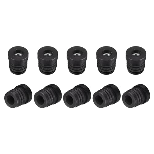 Image of uxcell 16Pcs Plastic Threaded Tube Inserts with M6 Thread, for 19mm /0.75 inch OD Round Tube, Adjustable Round Black Plastic Plug Caster Insert Chair End Caps Furniture Leg Plug