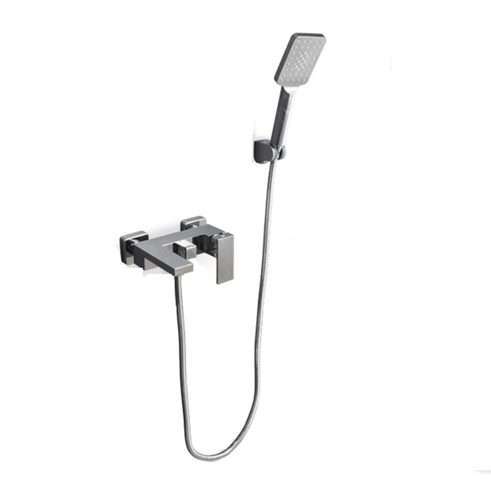 CWCQGH Bathtub Faucet Brass Hot and Cold Water Bath Tap Set Aerator Tub Mixer Tap with Multifunctional Hand Shower Tub Filler, Plated,B