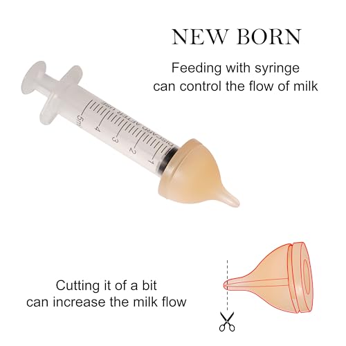 Doggiema Aufzuchtflasche Katzen Silikon Nippel mit Spritze für Neugeborene Kätzchen, Welpen, Eichhörnchen Haustier nippel