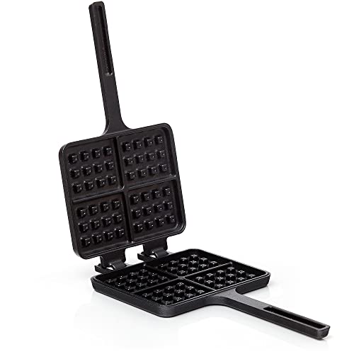 BBQ-Nerd© Molde de gofrera de hierro fundido para gofres belgas Gofrera de hierro fundido para estufa barbacoa Chimenea Rústico Waffle Maker - Antiadherente - Gofrera para barbacoa