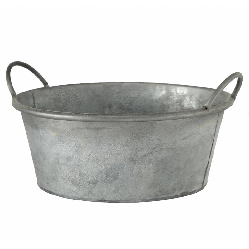 Bassine Métal Effet Zinc Bac à Plantes Jardinière Jackson à Poignée Ronde Mm 18,5x36,5x42cm