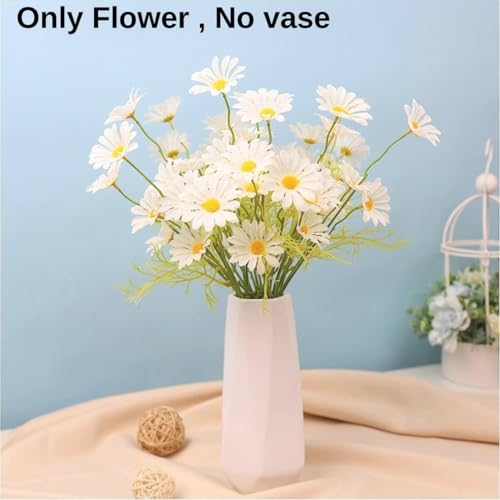 Image of SATYAM KRAFT 5 Pcs Artificial Daisy Sunflowers for Home Decor, Office, Living Room, Balcony, Wedding & Gifting | Realistic Faux Flower (Only Flower, No Vase)(Fabric) (White)