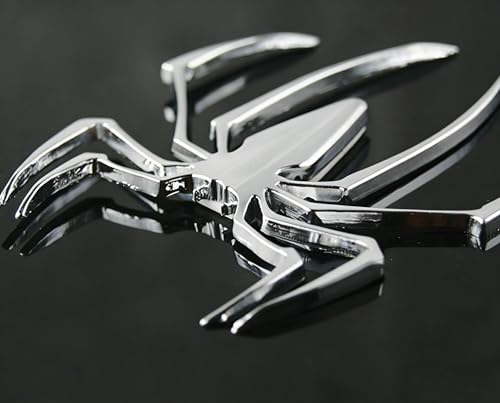 Image of 2PCS 3D Spider Emblem Car Sticker Metal Chrome Silver Spider Badges Sticker for Universal Car Vehicle, Truck, Motorcycle, RV, Scooter, SUV, Door, Window for Headphone Decorations(Silver-B0C22ZMFK8)