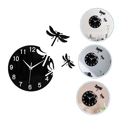 Horloge murale acrylique silencieuse avec libellule pour salon